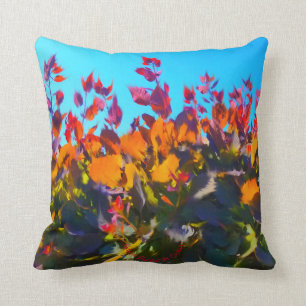 Coussin Reposez avec le feuille orange atteignant le ciel