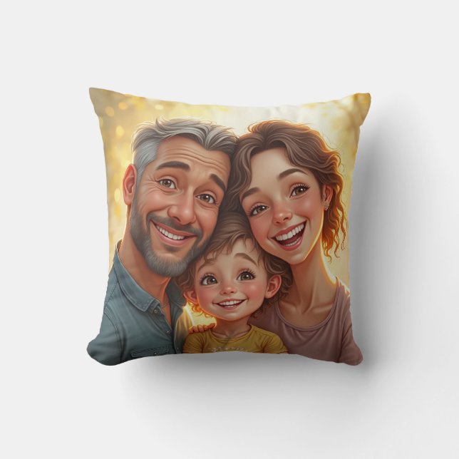 Coussin représentant une famille harmonieuse (Recto)