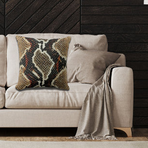 Coussin reptile sauvage motif coloré python empreinte
