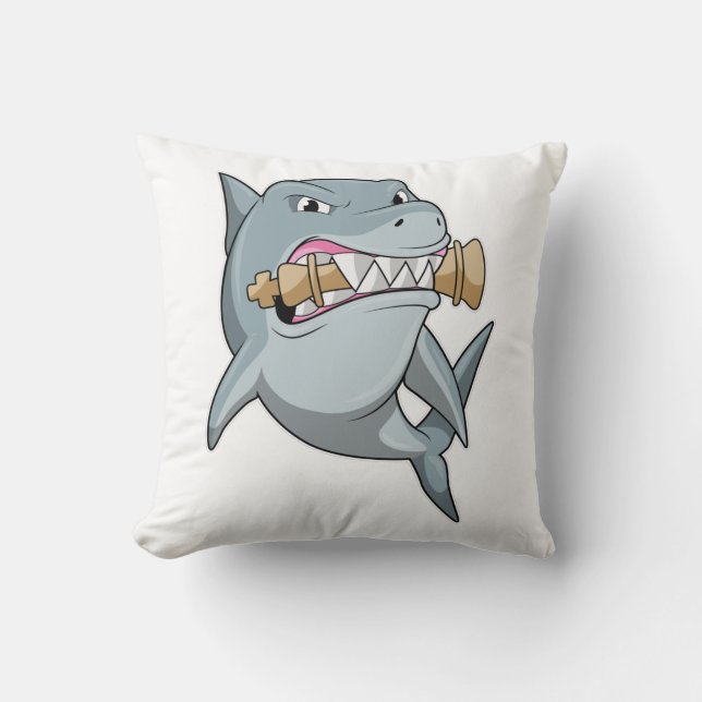 Coussin Requin aux échecs avec pièce d'échecs King (Recto)