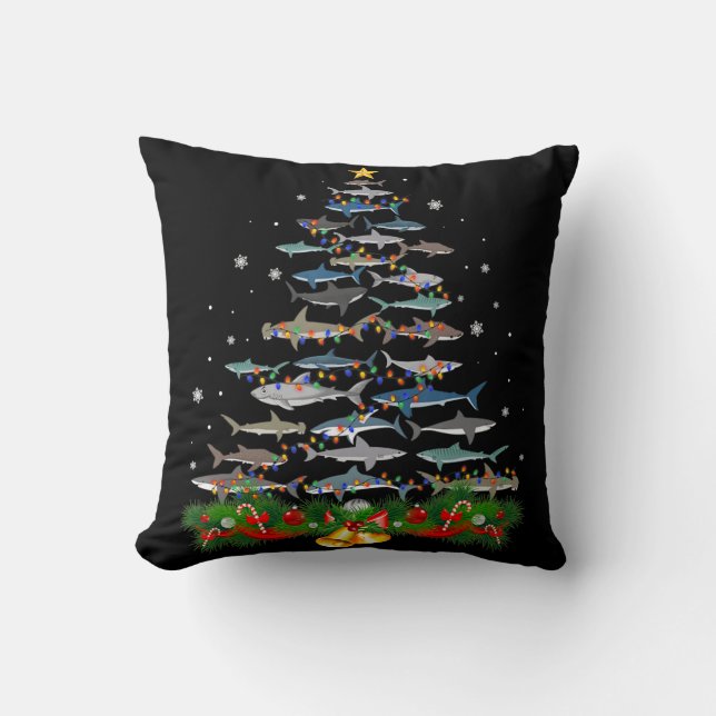 Coussin Requin Noël Arbre de requin Amateurs de cadeaux (Recto)