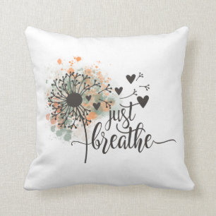 Coussin Respire le Dandelion avec les coeurs Yoga Encourag