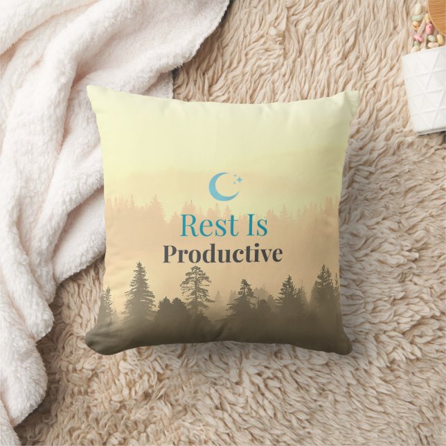 Coussin Rest Is Productive Motivational Quote Pillow (Couverture)