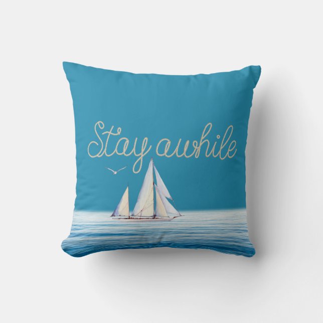 Coussin Restez à la corde avec Sailboat (Recto)