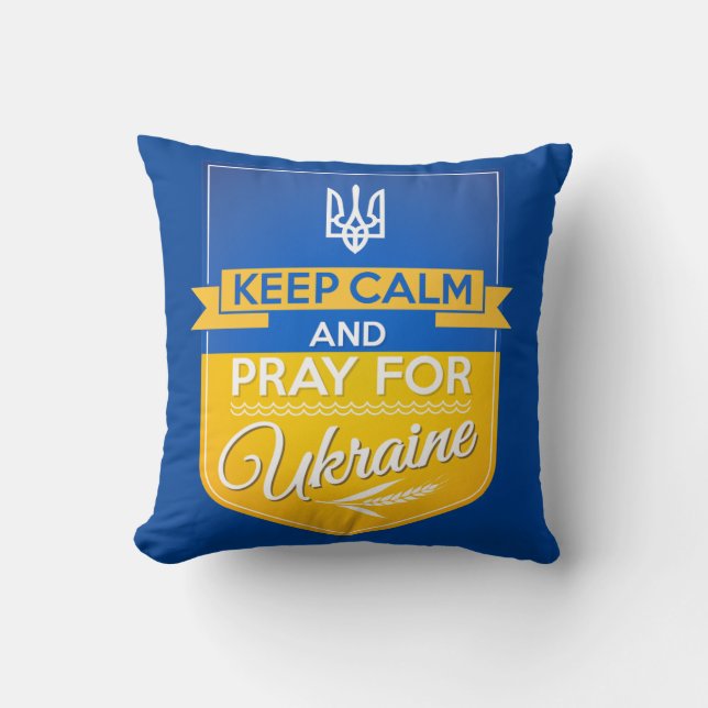 Coussin Restez Calme Et Priez Pour L'Ukraine (Recto)