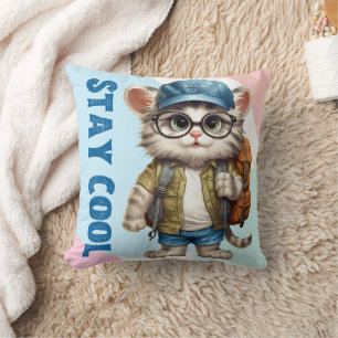 Coussin Restez Cool Chat Portant Des Lunettes Casquette Re