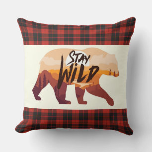 Coussin Restez l'ours sauvage