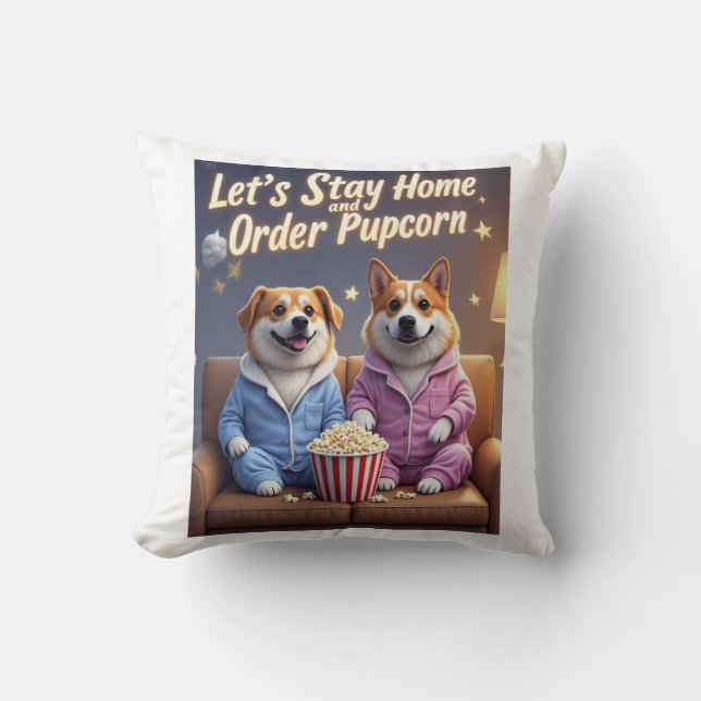 Coussin Restons à la maison et commandez des chiens de car (Recto)