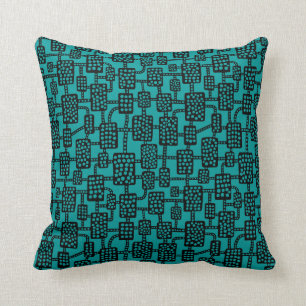 Coussin Résumé 041113 - Noir sur l'Aqua profond