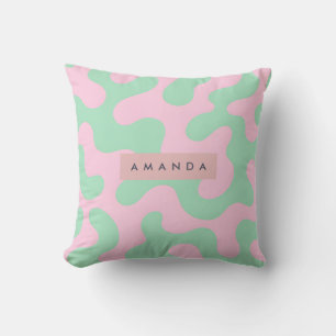 Coussin Résumé Abstrait Rose Pâle et Vert Menthe Personnal