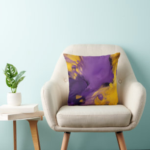 Coussin Résumé abstrait violet et or