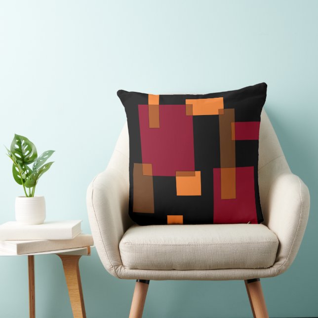 Coussin Résumé géométrique Rouge Orange Brown Noir (Chaise)