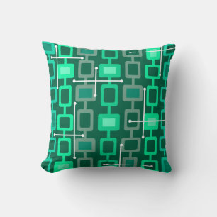 Coussin Retro 1950 Motif géométrique Turquoise