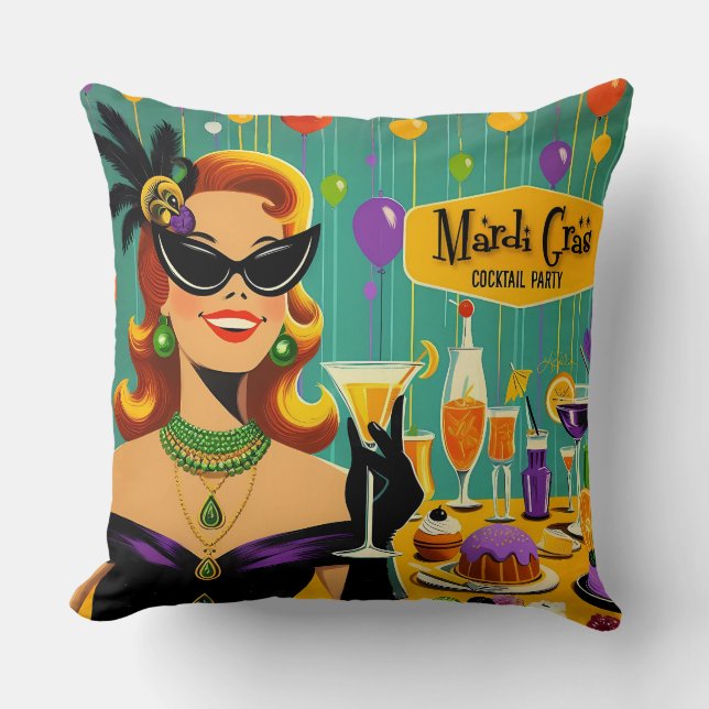 Coussin Retro 50s Mardi Gras Cocktail Party (Recto)