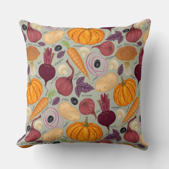 Coussin Rétro arrière - plan des légumes frais (Recto)