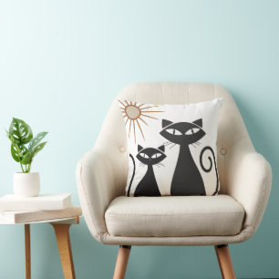 Coussin Retro Atomique Moyen Siècle Moderne MCM Cool Chat