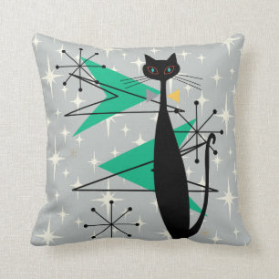 Coussin Retro Atomique Moyen Siècle Moderne MCM Cool Chat 