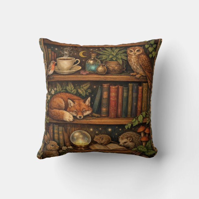 Coussin Retro book lover woodland animals (Verso)