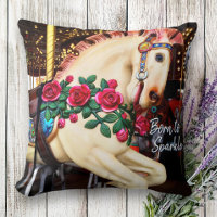 Retro Carousel Horse Photo Né à Sparkle Script