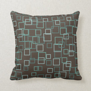 Coussin Rétro carreau de brun de turquoise de la moitié du