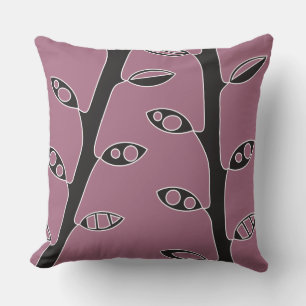 Coussin Rétro carreau de CONCEPTION de VIGNES noires rose