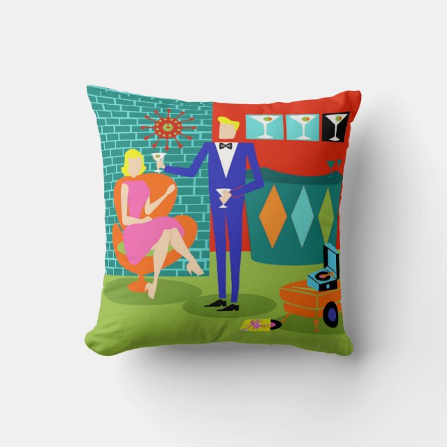 Coussin Rétro carreau de couples de Martini (Recto)