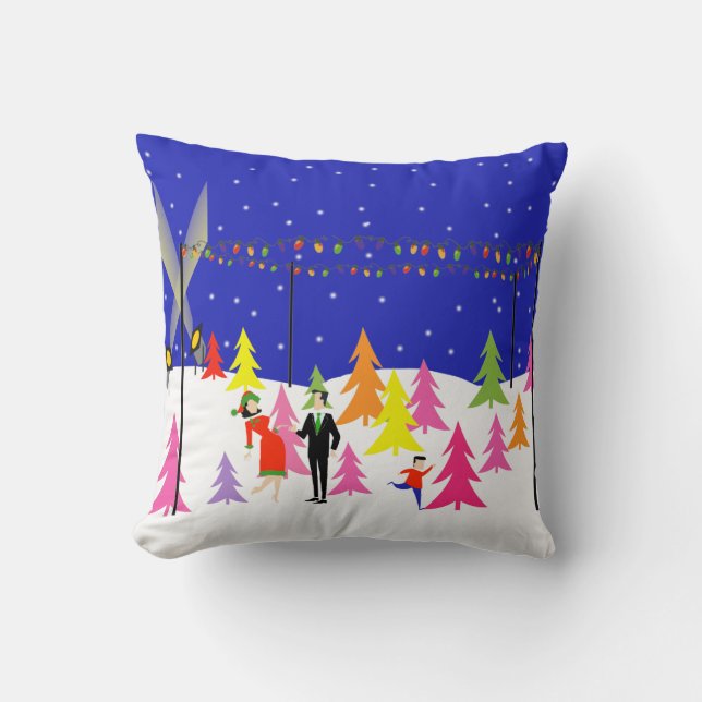 Coussin Rétro carreau de ferme d'arbre de Noël (Recto)