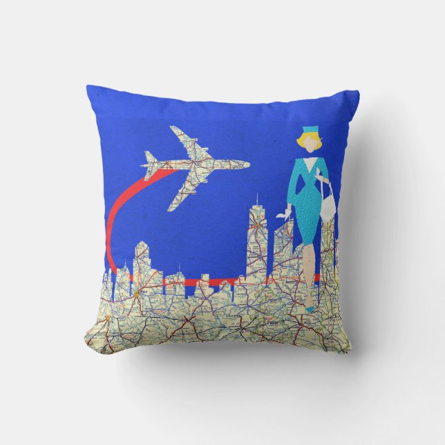 Coussin Rétro carreau de steward (hôtesse de l'air) (Recto)