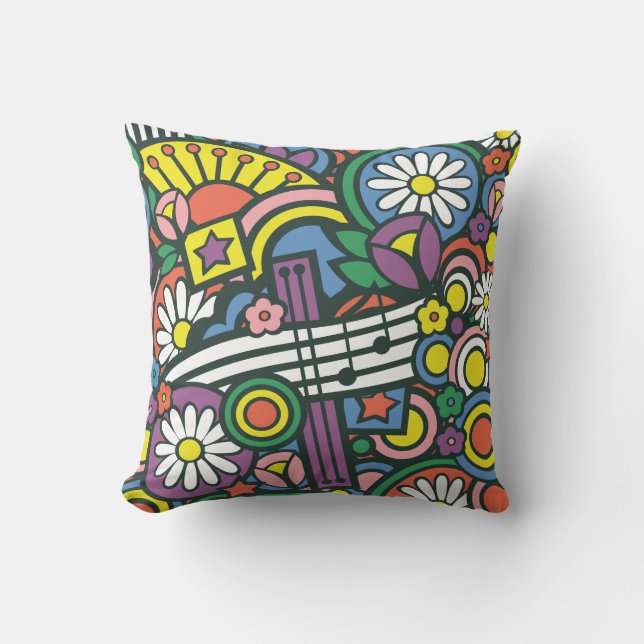 Coussin Rétro carreau de temps de musique (Recto)