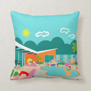 Coussin Rétro carreau gai de réception au bord de la