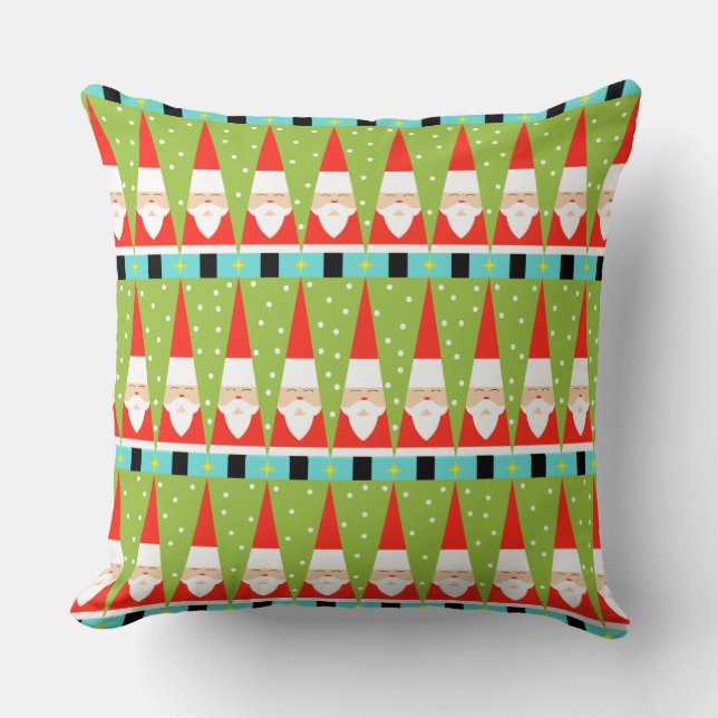 Coussin Rétro carreau géométrique de Père Noël (Recto)