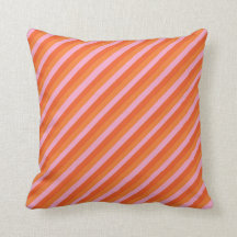 Retro Diagonal Orange et Pink Stripé Cushion