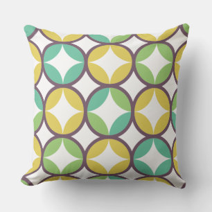 Coussin Retro Diamond dans Circle Pattern Blue Green Gold