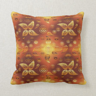 Coussin Rétro d'or floral de Bohème