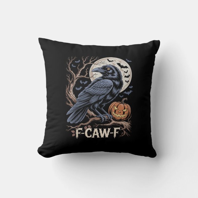Coussin Retro F-Caw-F Bird Crow Funny Crow Bird Cawing Gru (Recto)