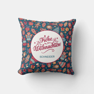 Coussin Retro Frohe Weihnachten Personnalisé