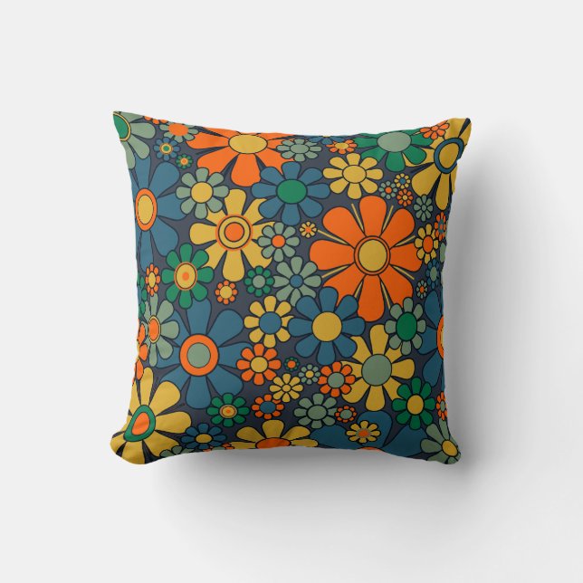 Coussin Retro Garden Super Floral 60s les années 70 Motif (Recto)