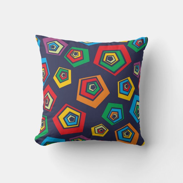Coussin Retro Geometric Vibes Throw Pillow (Recto)