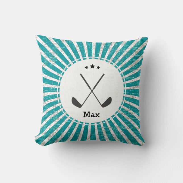 Coussin Retro Golf Club Sunburst Star Grunge Personnalisé (Recto)