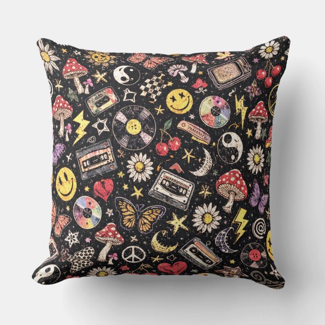 Coussin Retro Grunge Sunshine Bliss (Recto)