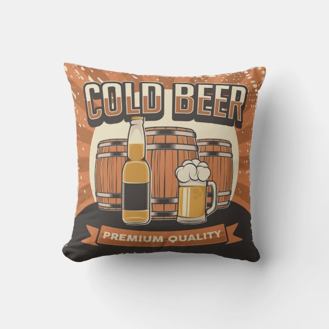 Coussin Rétro Homme Cave classique Bouteille Barils-Bière  (Recto)