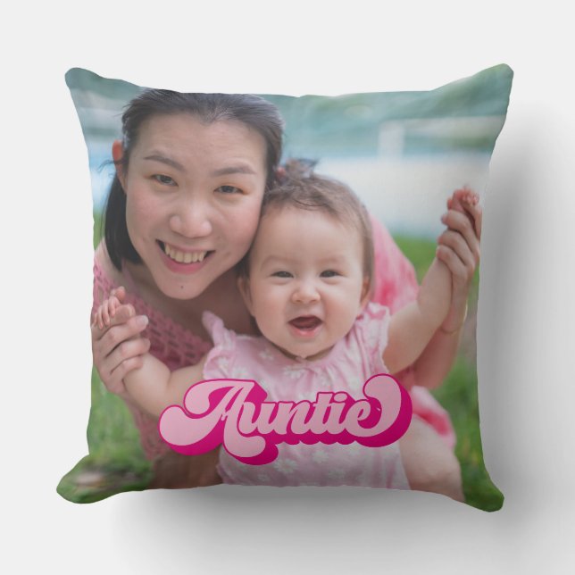 Coussin Retro Hot Rose Tante Photo (Recto)