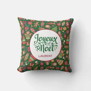 Coussin Retro Joyeux Noel Personnalisé