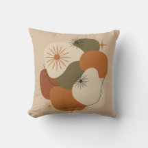Retro Mid-Century Abstract Throw Pillow
