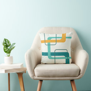 Coussin Retro Mid Century Âge atomique 23 Turquoise, Orang