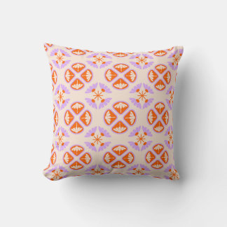 Coussin Rétro milieu du siècle moderne floral orange et la
