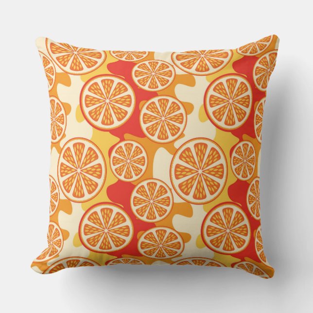Coussin Rétro motif orange d'agrume (Recto)