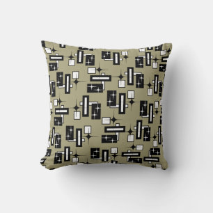 Coussin Rétro noir et blanc géométrique de chimères