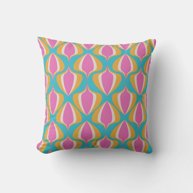 Coussin Retro Ogee  Blue Orange Pink (Recto)