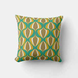 Coussin Retro Ogee Vert Moutarde Marron